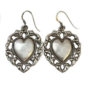 Vintage Sterling Silver Heart Cutout Earrings